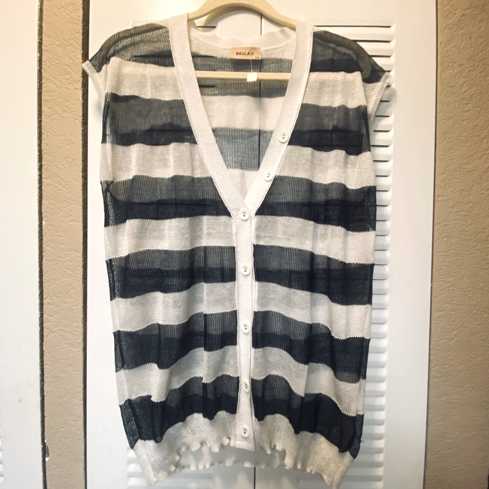 Button Up See Through Knit Vest